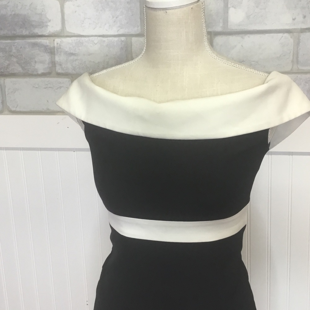 Bardot Black and White Off-Shoulder Dress - Picture 2 of 5